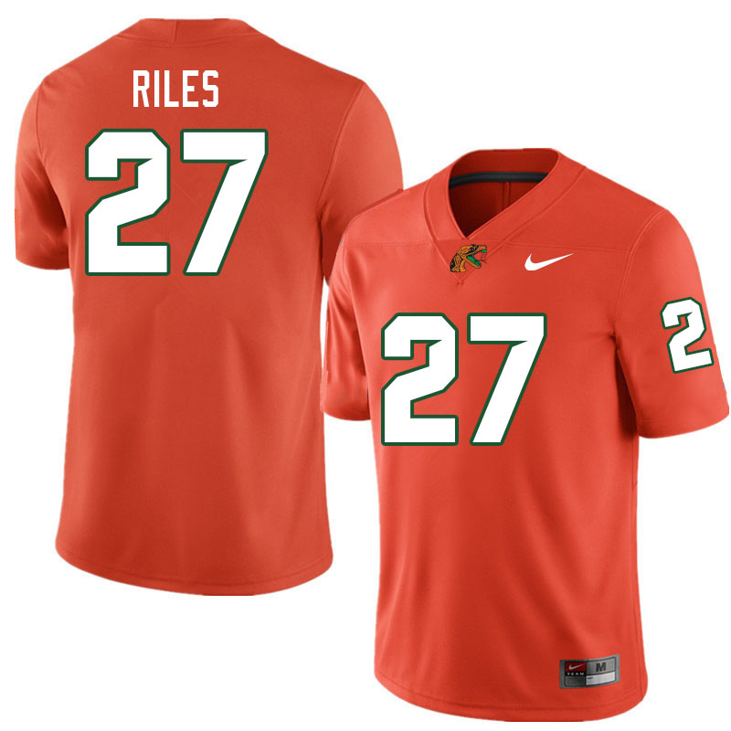 Florida A&M Rattlers #27 Jason Riles College Football Jerseys,Uniforms-Orange